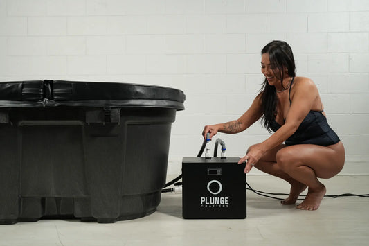 woman assembling plunge crafters cold plunge chiller