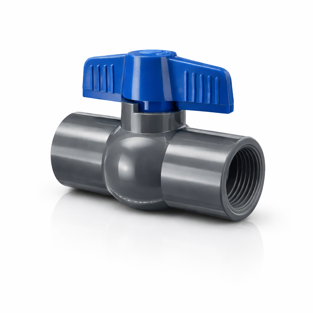 3/4" FNPT Threaded Schedule 40 PVC Gray Ball Valve