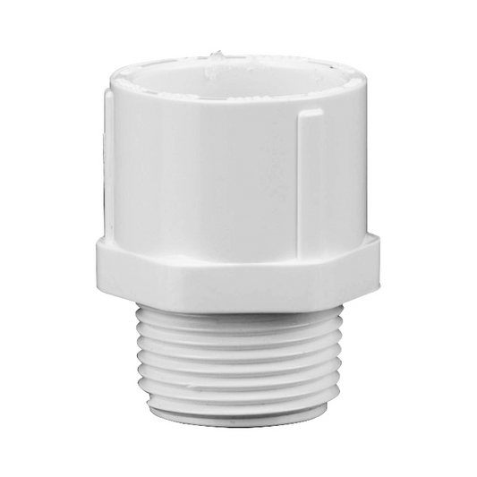 3/4" Schedule 40 White PVC MPT x Socket Male Adapter