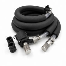 Universal cold plunge plumbing kit with submersible pump, stainless steel mesh filters, insulated no kink hoses, and camlock fittings